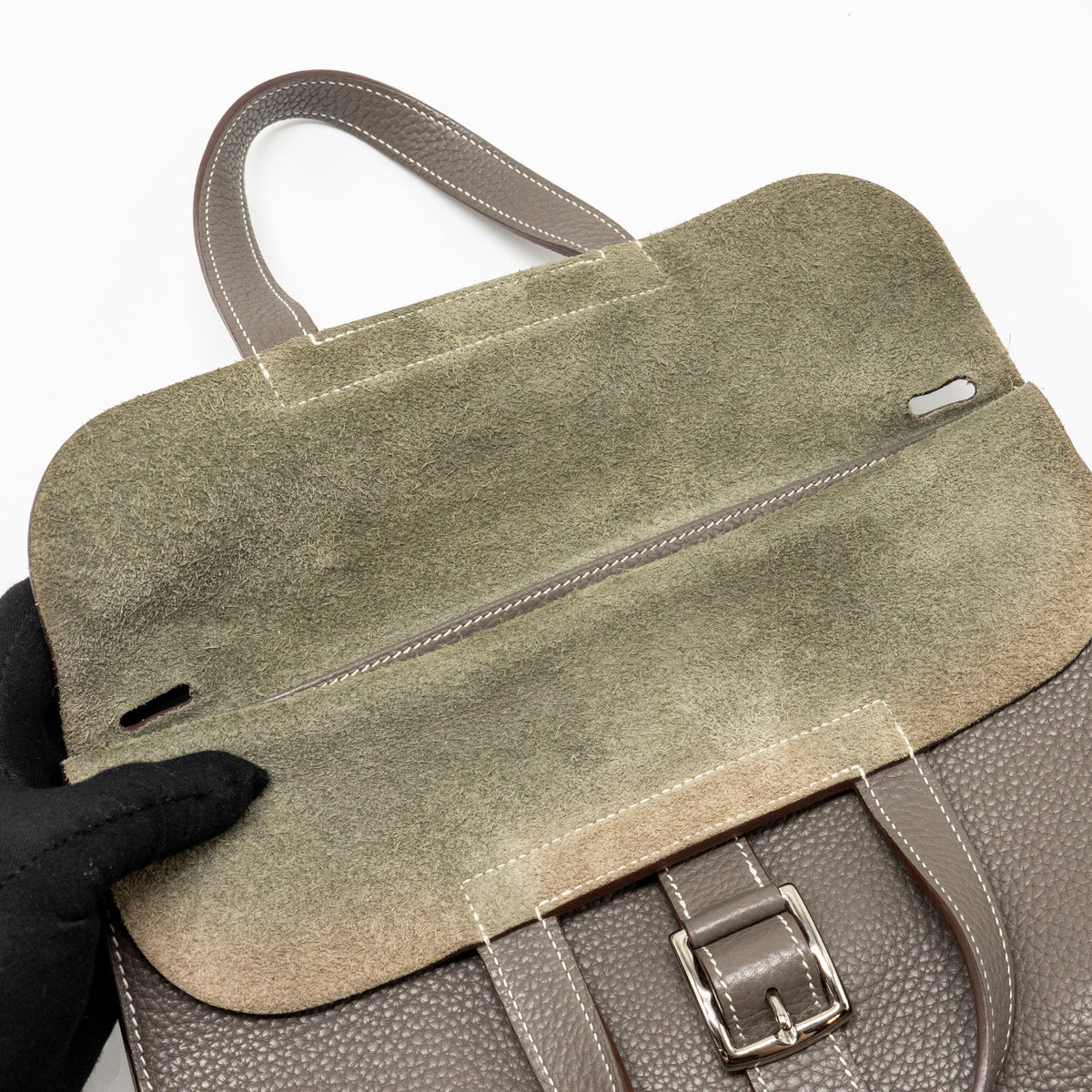 Hermes Halzan 31 clemence gris etain SHW