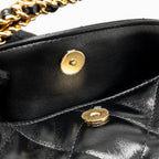 CHANEL 24B TWIST CHAIN TOP HANDLE HOBO LUNCH BOX BAG LAMBSKIN BLACK GHW (MICROCHIP)