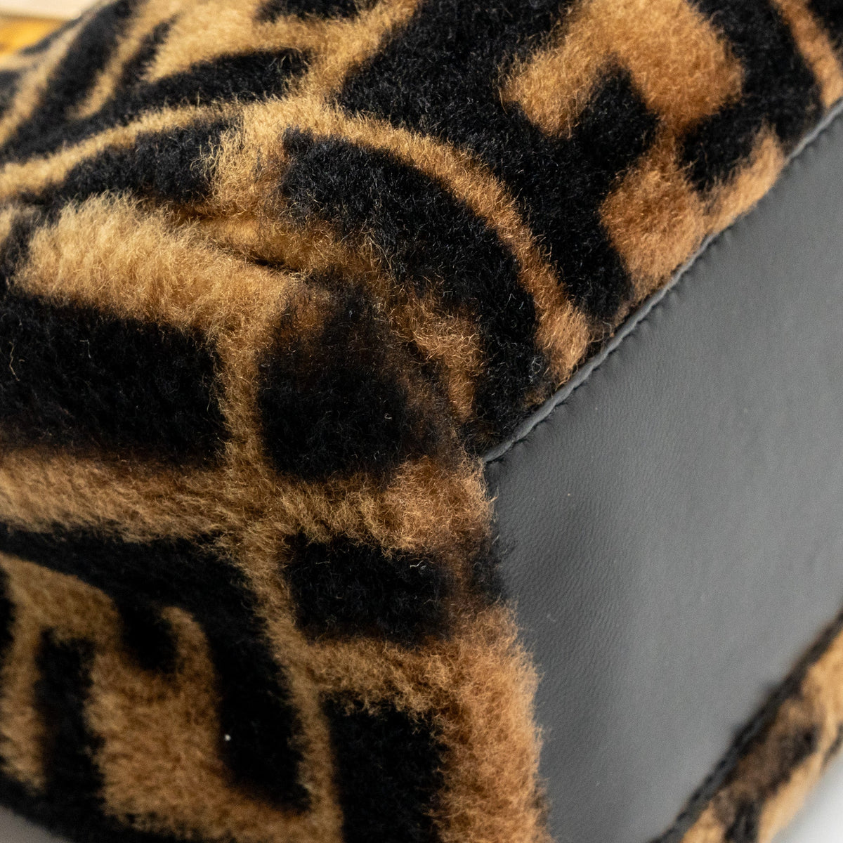 Fendi Mini Peekaboo Lambskin/Shearling Tabacco/Black GHW
