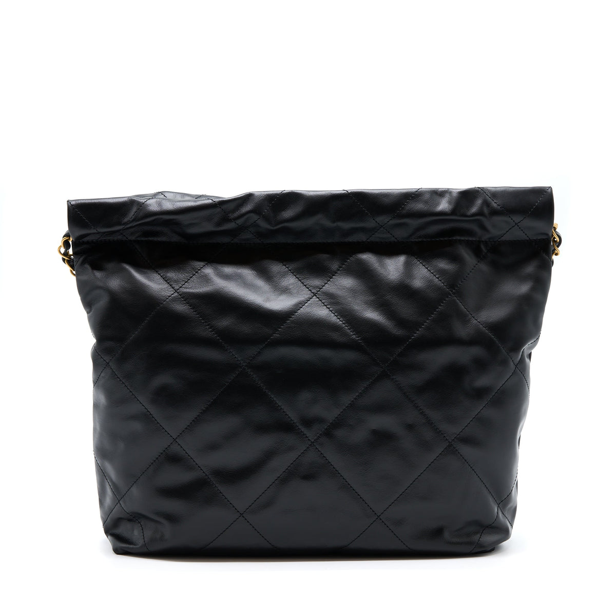 CHANEL SMALL 22 BAG WHITE LETTER SHINY CALFSKIN GHW (MICROCHIP)