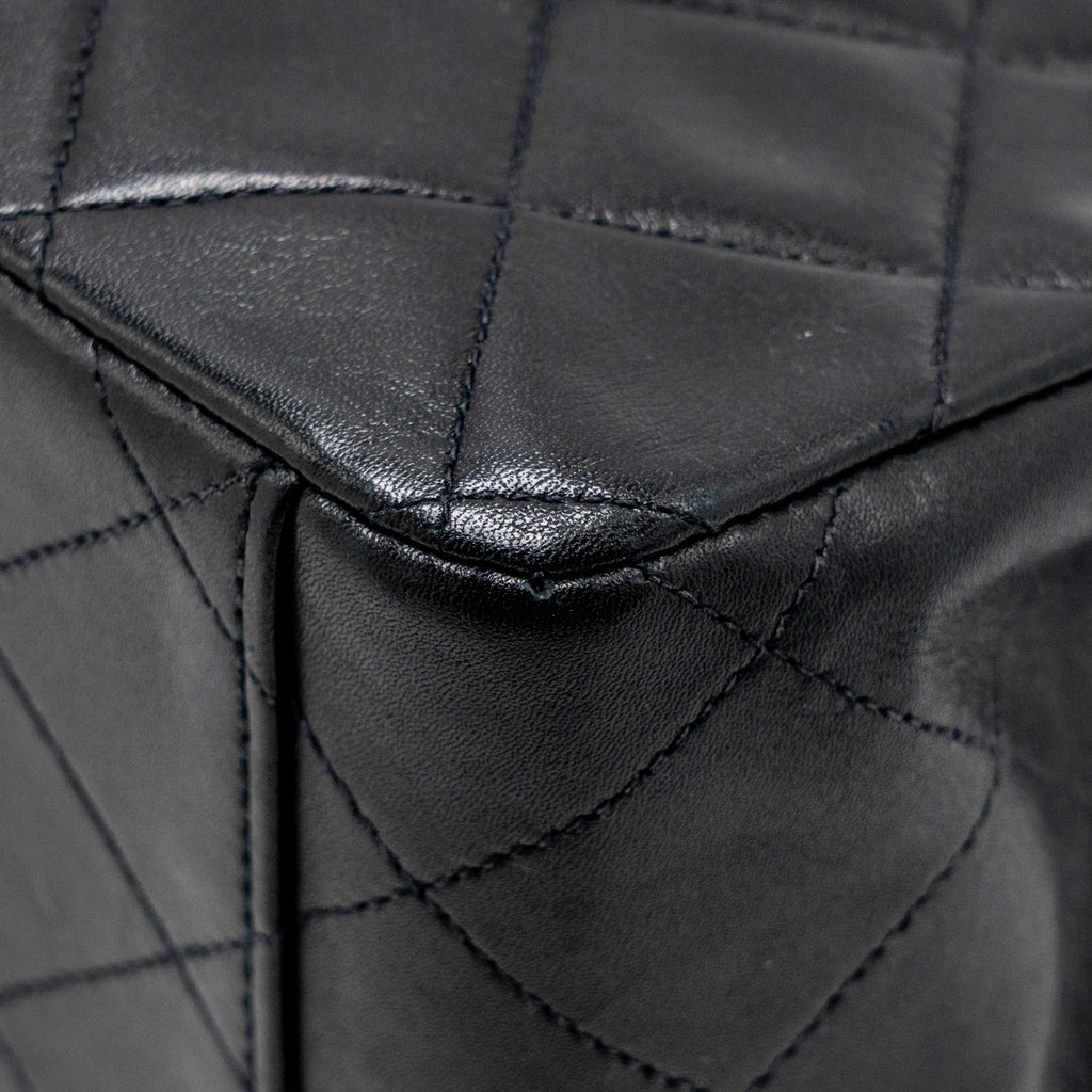 CHANEL VINTAGE CLASSIC FLAP JUMBO BAG CALFSKIN BLACK GHW