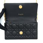 DIOR CARO POUCH CANNAGE CALFSKIN BLACK GHW