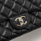 CHANEL MAXI CLASSIC DOUBLE FLAP BAG CAVIAR BLACK SHW