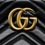 GUCCI GG MARMONT SMALL MATELASSE SHOULDER BAG CALFSKIN BLACK GHW