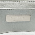 Chanel 25C Double Top Handle Round Vanity Case Lambskin Metallic Silver SHW (Microchip)