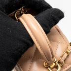 CHANEL TOP HANDLE MINI VANITY CASE WITH CHAIN LAMBSKIN BEIGE BRUSHED GHW