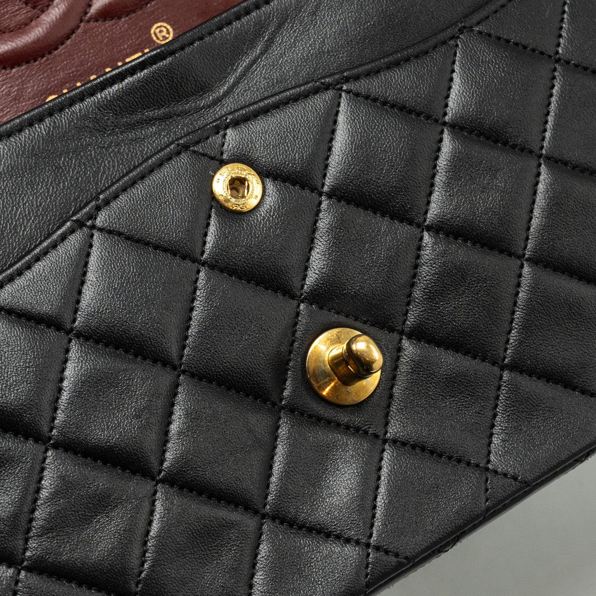 CHANEL VINTAGE MEDIUM CLASSIC DOUBLE FLAP BAG LAMBSKIN BLACK GHW