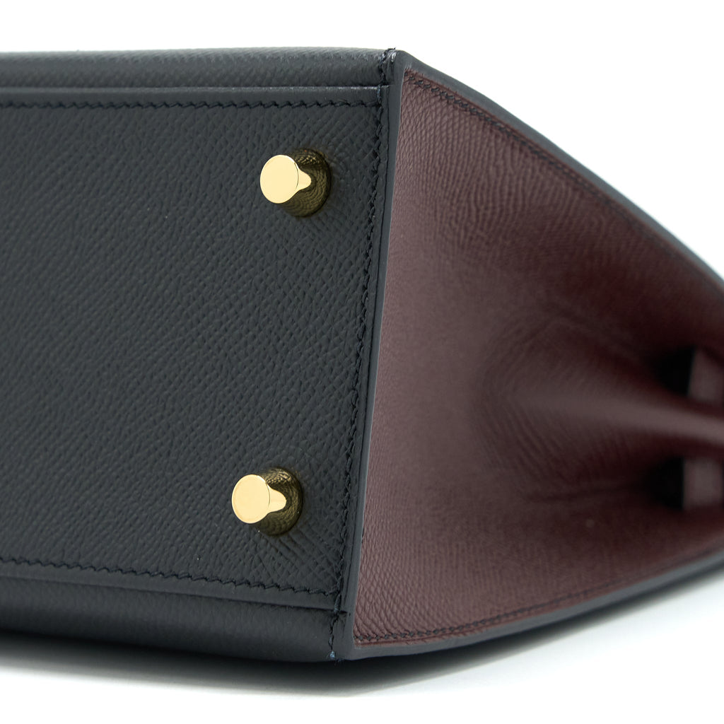 HERMES KELLY 25 SPECIAL ORDER EPSOM BLACK/ ROUGE H GHW