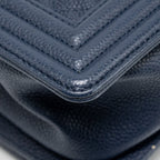CHANEL MEDIUM BOY BAG CAVIAR NAVY LGHW