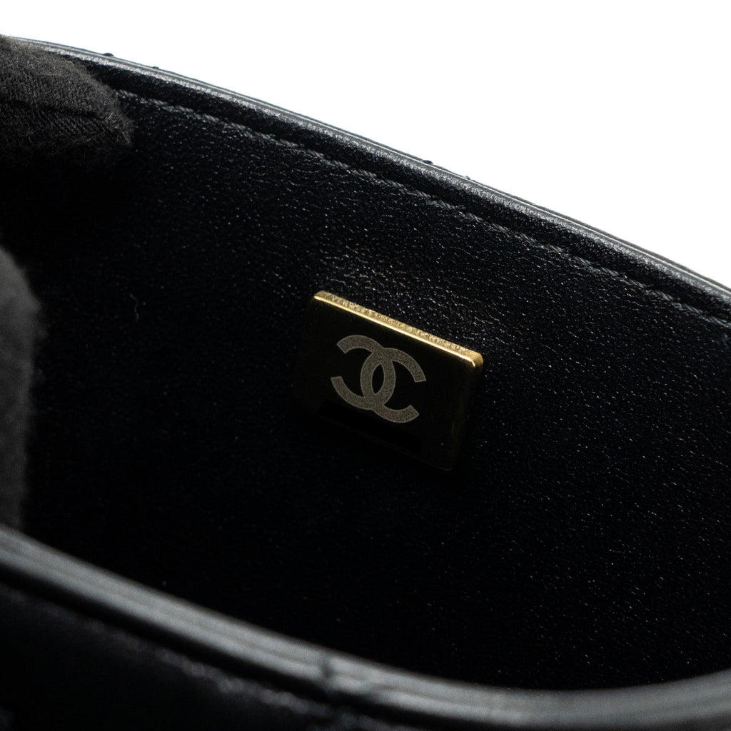 CHANEL VANITY WITH CHAIN LAMBSKIN BLACK LGHW(MICROCHIP)