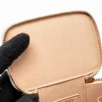 CHANEL TOP HANDLE MINI VANITY CASE WITH CHAIN LAMBSKIN BEIGE BRUSHED GHW