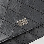 CHANEL 2.55 REISSUE WALLET ON CHAIN CALFSKIN BLACK RUTHENIUM HARDWARE