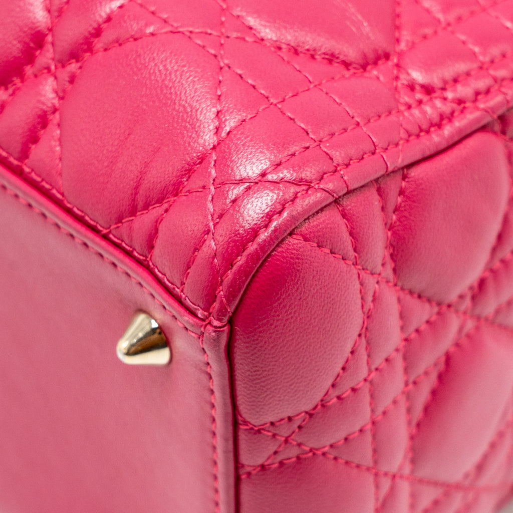 DIOR MEDIUM LADY DIOR LAMBSKIN PINK GHW