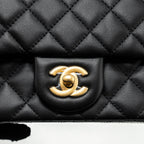 CHANEL 23K PEARL CRUSH MINI RECTANGULAR FLAP BAG LAMBSKIN BLACK BRUSHED GHW(MICROCHIP)