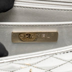 Chanel 24C Small Hollywood Boulevard Flap Bag with Star Coin Purse Patent/Calfskin Metallic Silver LGHW (Microchip)