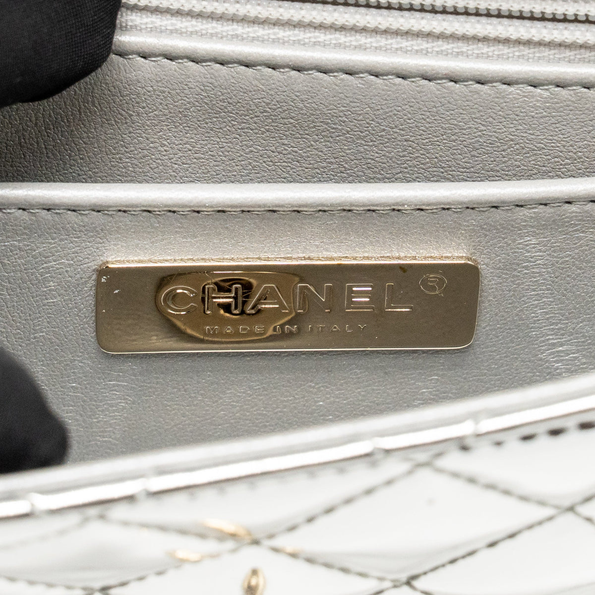 Chanel 24C Small Hollywood Boulevard Flap Bag with Star Coin Purse Patent/Calfskin Metallic Silver LGHW (Microchip)