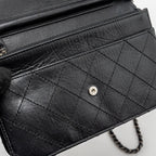 CHANEL 2.55 REISSUE WALLET ON CHAIN CALFSKIN BLACK RUTHENIUM HARDWARE