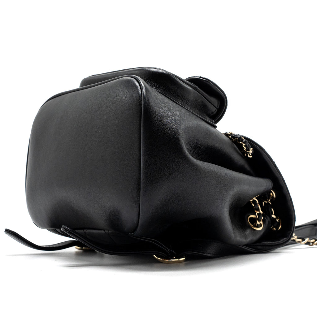 CHANEL MINI DUMA BACKPACK LAMBSKIN BLACK LGHW (MICROCHIP)