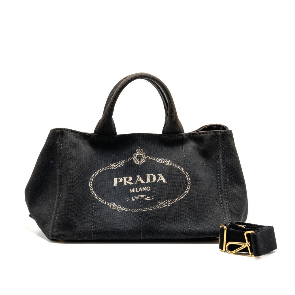 Prada vintage tote bag denim black GHW