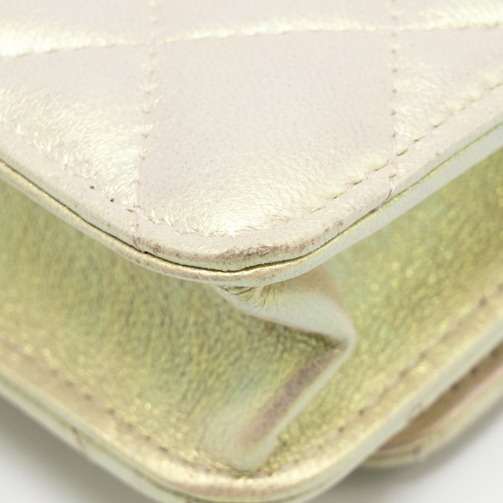 CHANEL WALLET ON CHAIN LAMBSKIN IRIDESCENT IVORY LGHW