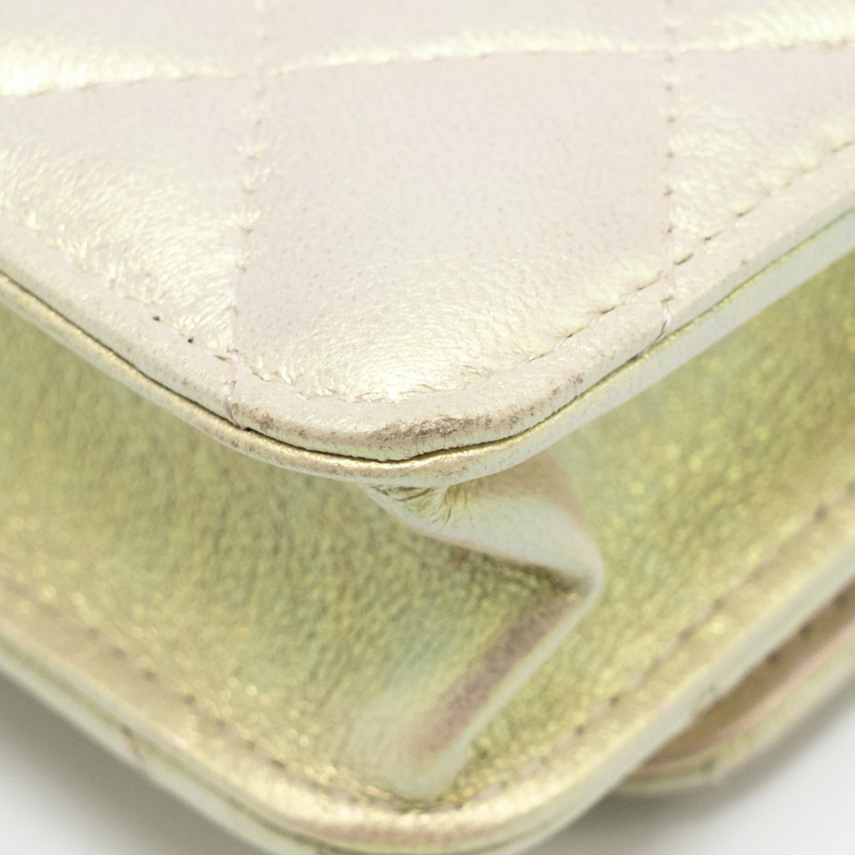CHANEL WALLET ON CHAIN LAMBSKIN IRIDESCENT IVORY LGHW