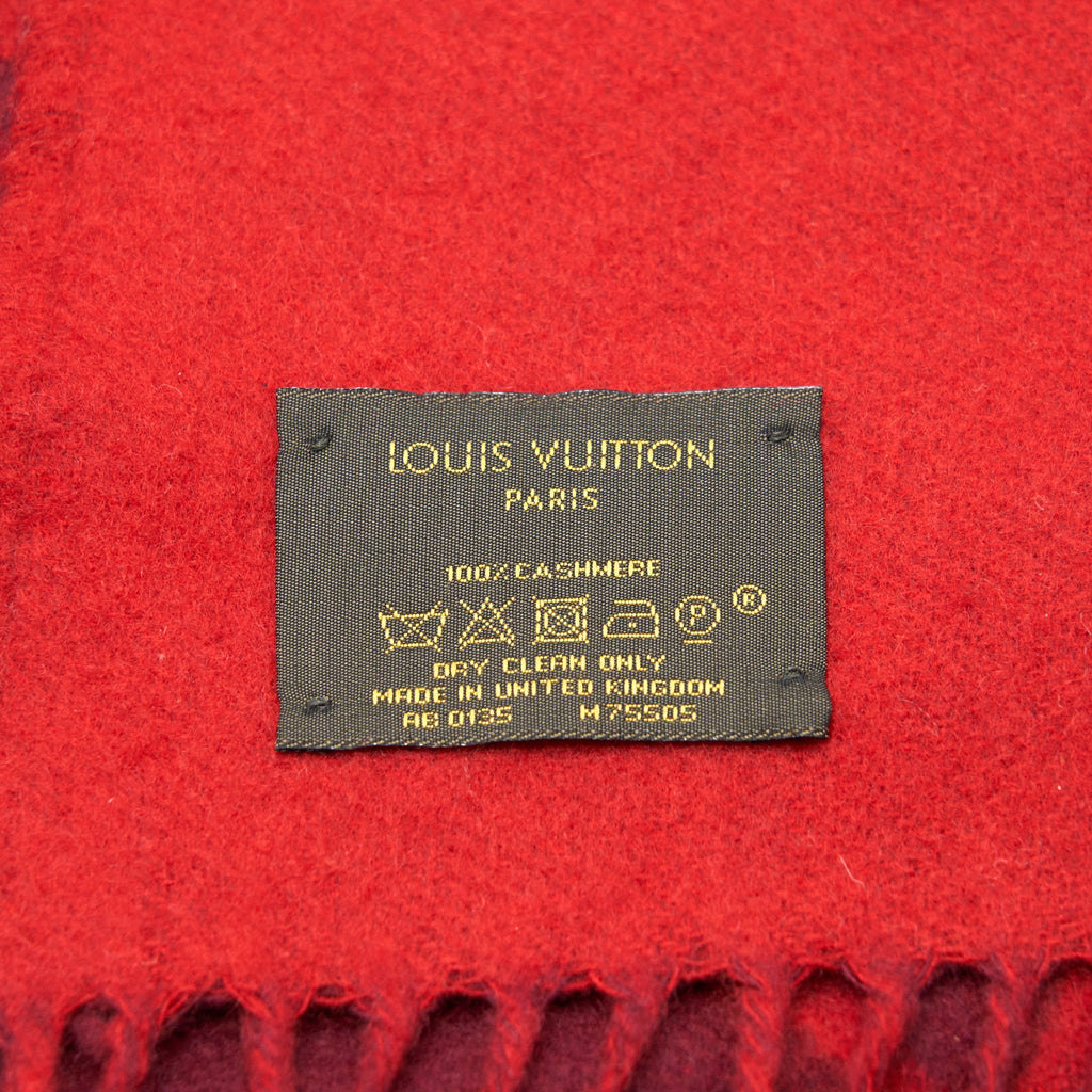 Louis Vuitton 100% Cashmere Reykjavik Scarf Red