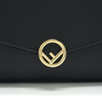 FENDI GRAINED CALFSKIN WALLET WITH CHAIN BLACK GHW