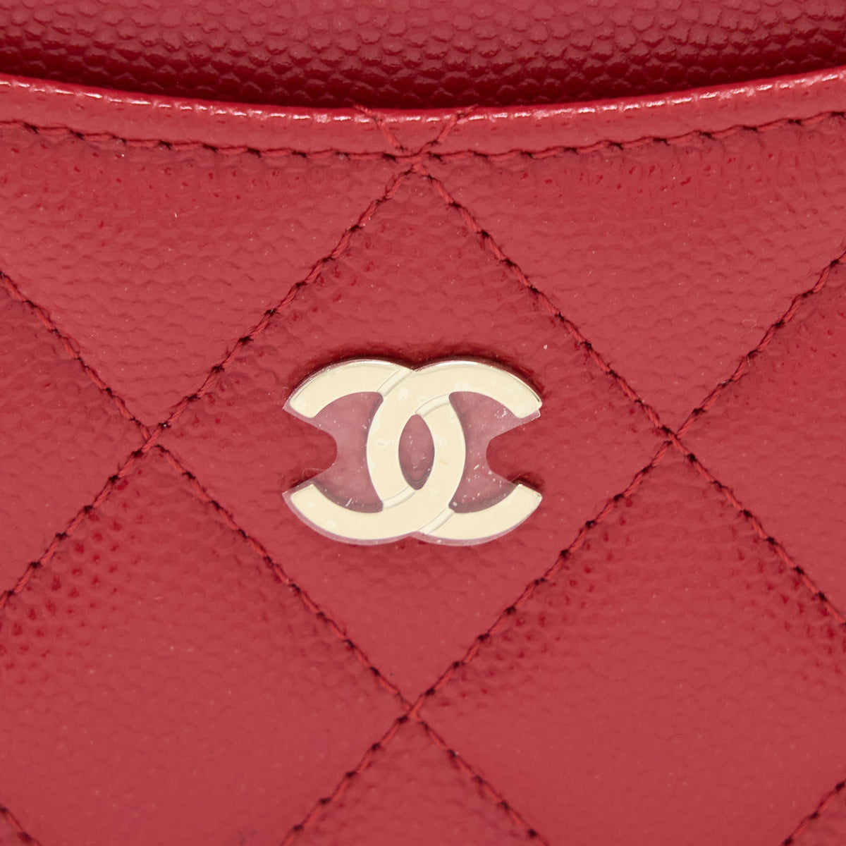 CHANEL CLASSIC CARD HOLDER CAVIAR RED WITH SHW