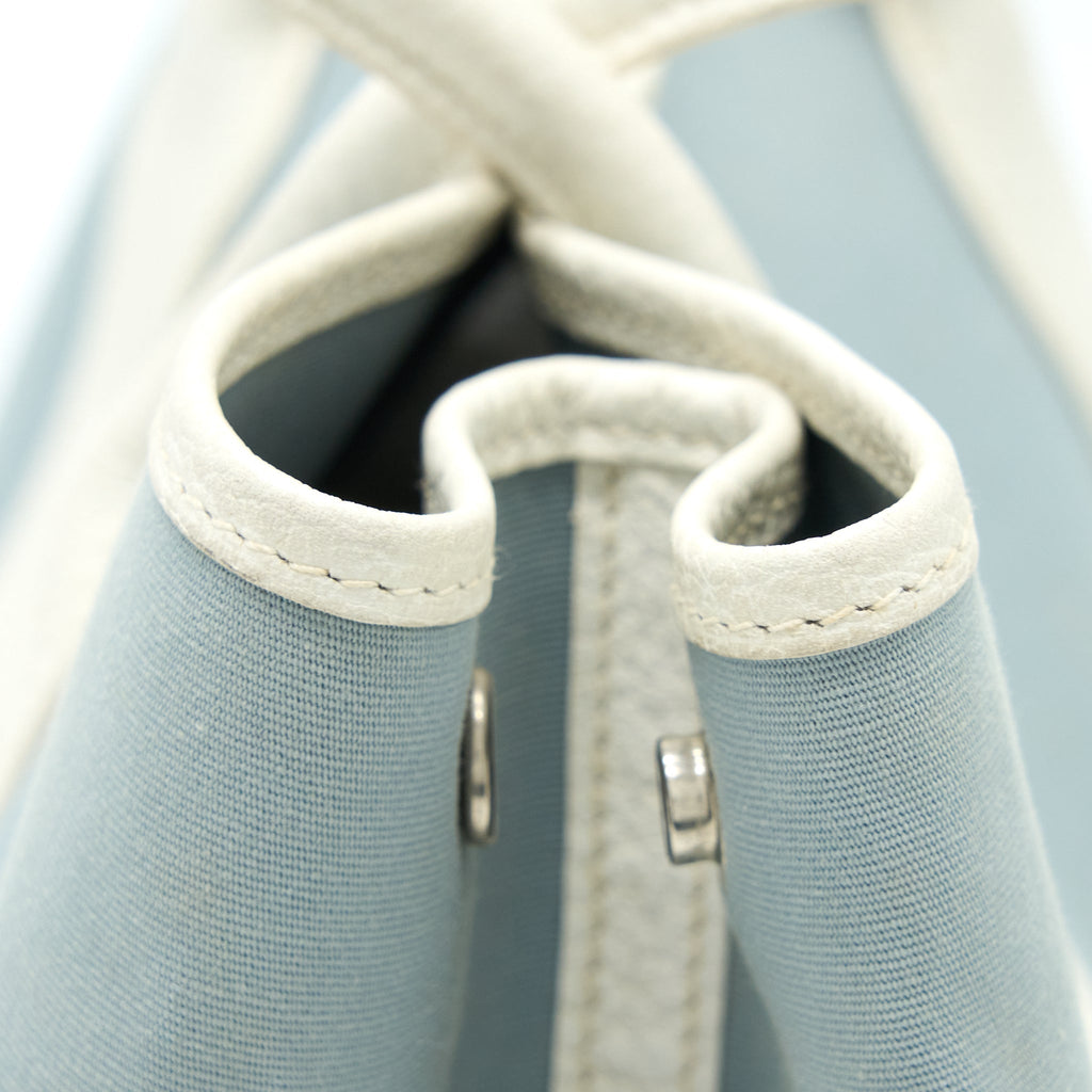 HERMES GARDEN PARTY 36 LEATHER/CANVAS LIGHT BLUE/BLANC SHW