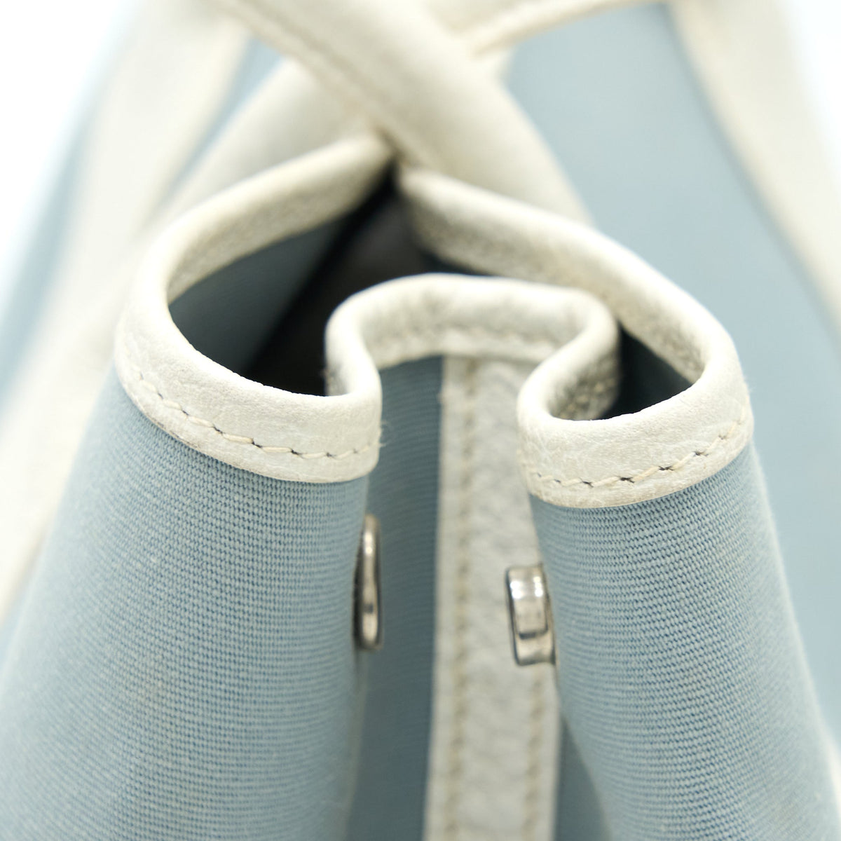 HERMES GARDEN PARTY 36 LEATHER/CANVAS LIGHT BLUE/BLANC SHW