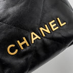 CHANEL MINI 22 BAG SHINY CALFSKIN BLACK GHW (MICROCHIP)