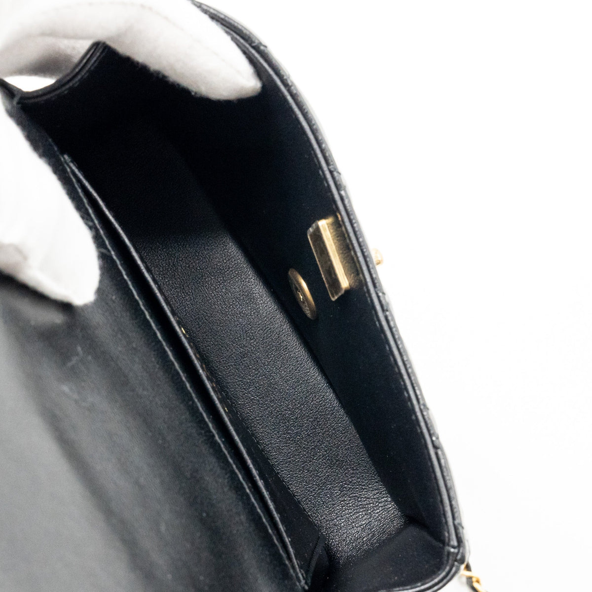 CHANEL 24P PEARL CHAIN MINI FLAP BAG LAMBSKIN BLACK GHW (MICROCHIP)
