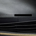 FENDI GRAINED CALFSKIN WALLET WITH CHAIN BLACK GHW