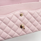 CHANEL 21S MEDIUM CLASSIC DOUBLE FLAP BAG CAVIAR LIGHT PINK LGWH
