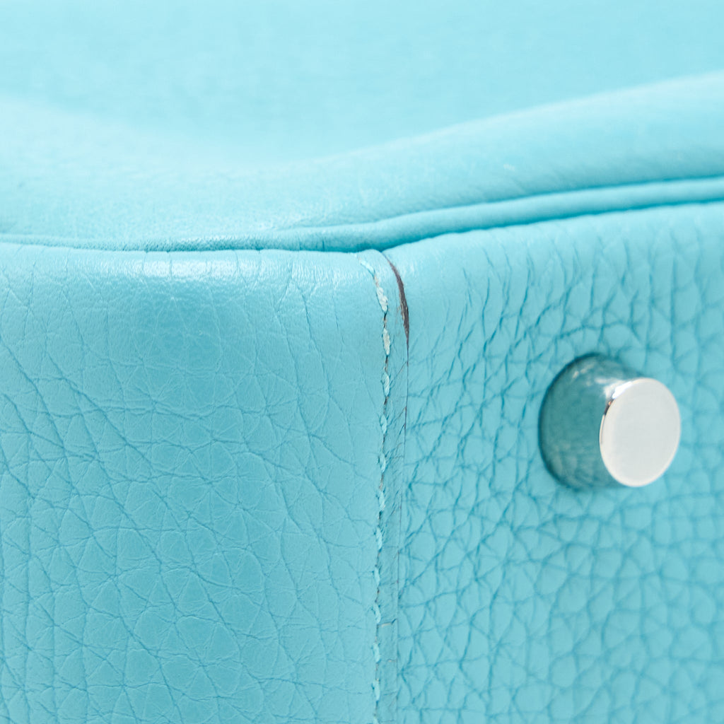 Hermes Lindy 30 Clemence 3Z Blue Saint Cyr SHW