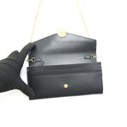 FENDI GRAINED CALFSKIN WALLET WITH CHAIN BLACK GHW