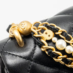 CHANEL 24P PEARL CHAIN MINI FLAP BAG LAMBSKIN BLACK GHW (MICROCHIP)