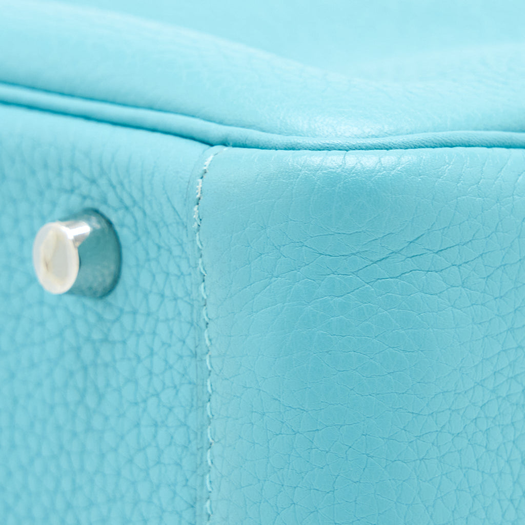 Hermes Lindy 30 Clemence 3Z Blue Saint Cyr SHW