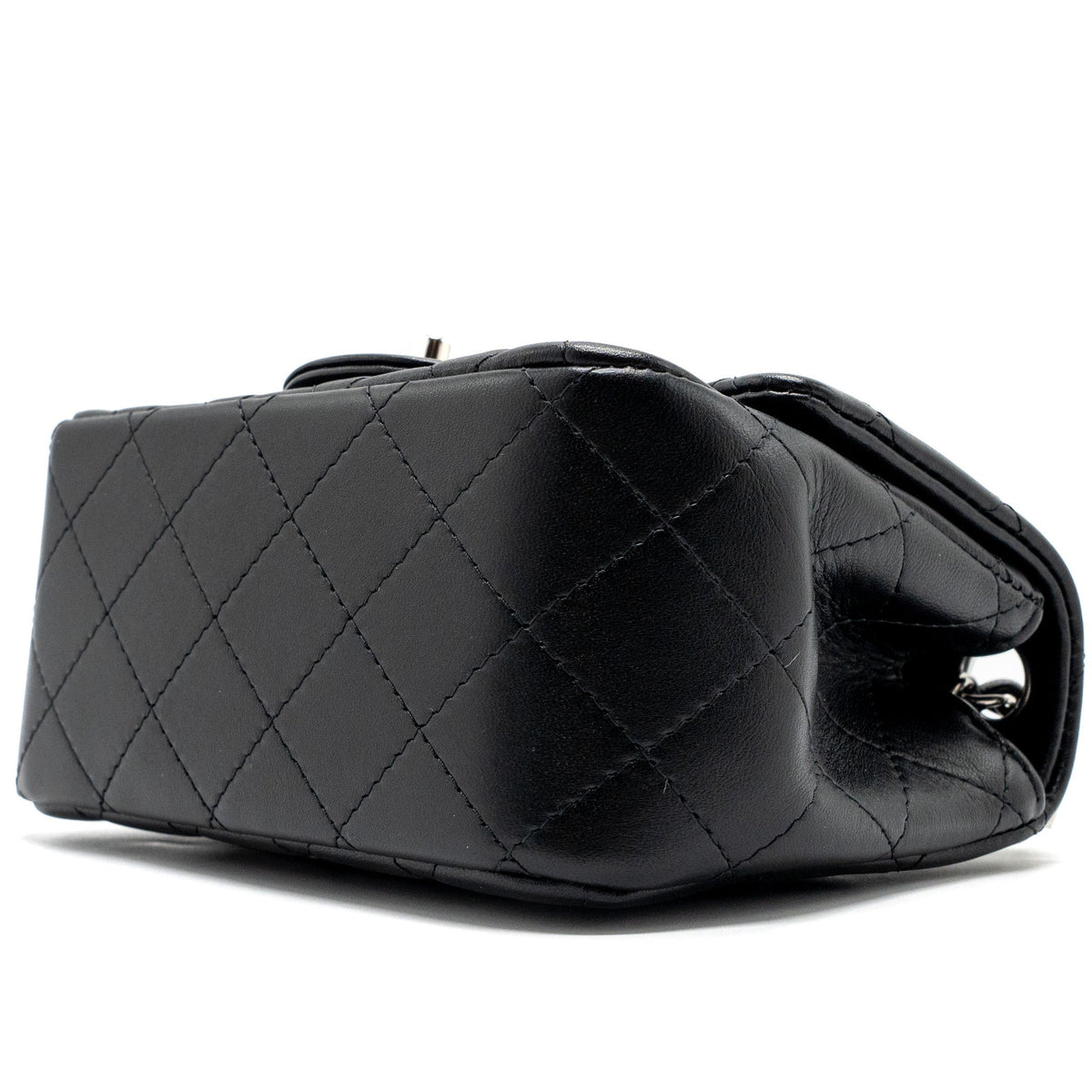 CHANEL MINI SQUARE FLAP BAG LAMBSKIN BLACK SHW (MICROCHIP)