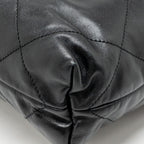 CHANEL SMALL 22 BAG GOLD LETTER SHINY CALFSKIN BLACK GHW (MICROCHIP)
