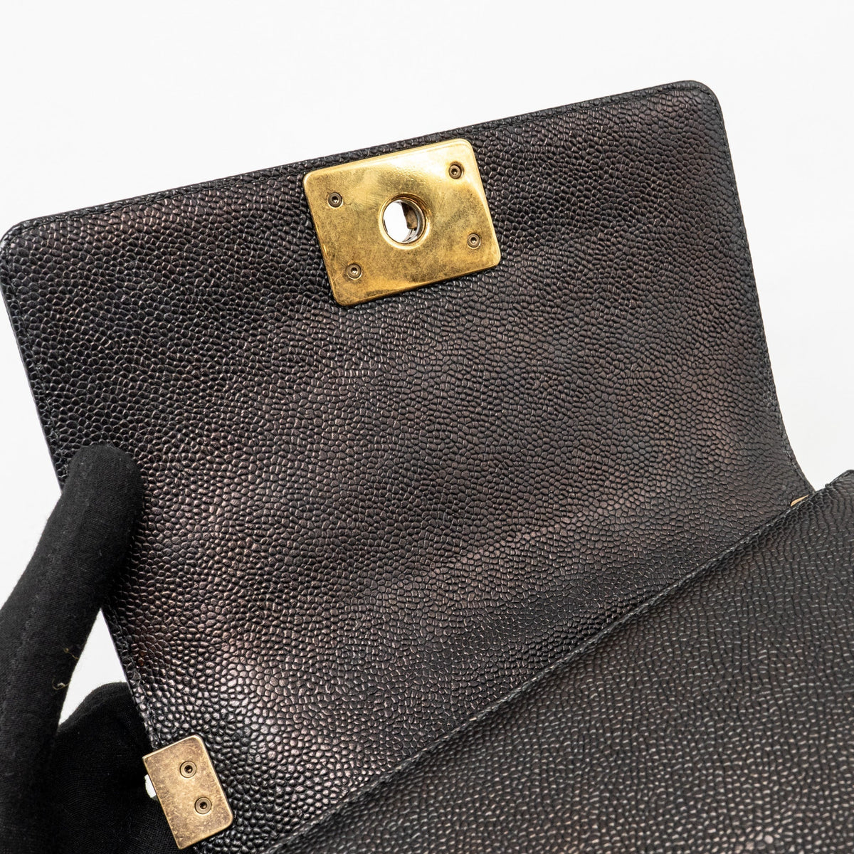 CHANEL SMALL BOY BAG GRAINED CALFSKIN BLACK GHW