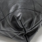 CHANEL SMALL 22 BAG GOLD LETTER SHINY CALFSKIN BLACK GHW (MICROCHIP)