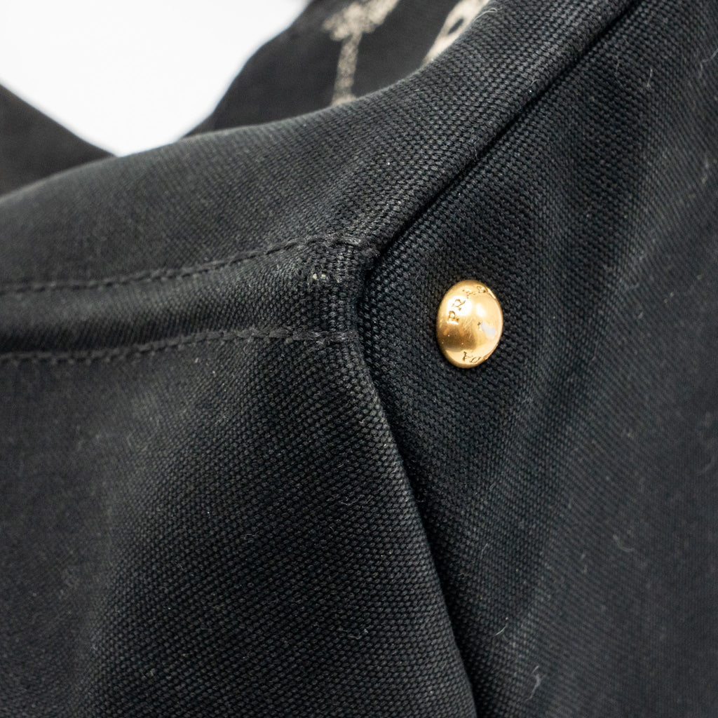 Prada vintage tote bag denim black GHW