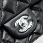 CHANEL CLASSIC MINI RECTANGULAR FLAP BAG LAMBSKIN BLACK SHW (MICROCHIP)