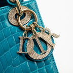 Dior mini lady dior shiny crocodile niloticus blue with crystal LGHW