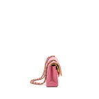 Chanel small classic double flap bag lambskin pink/yellow with iridescent pink hardware