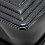 CHANEL SMALL BOY BAG CALFSKIN BLACK GHW