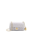 CHANEL PEARL CRUSH MINI RECTANGULAR LAMBSKIN GREY BRUSHED GHW (MICROCHIP)