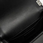 CHANEL SMALL BOY BAG CALFSKIN BLACK RUTHENIUM HARDWARE (MICROCHIP)