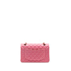 Chanel small classic double flap bag lambskin pink/yellow with iridescent pink hardware